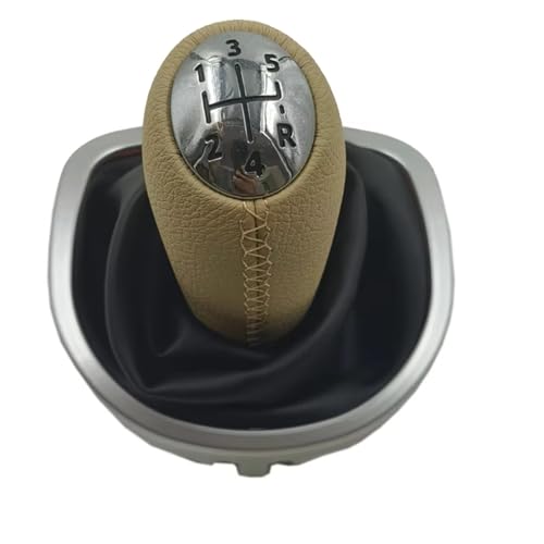 Hguvsjd Schaltknäufe Für Clio 3 III 2005-2012 Manueller Schaltknauf Leder Gamasche Boot Cover Hebel Shifter Griff Stick Boot Gaitor Auto Schaltknauf(Beige) von Hguvsjd