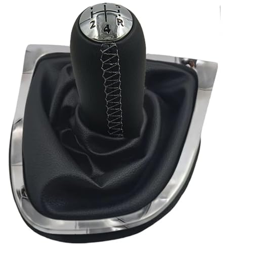 Hguvsjd Schaltknäufe Für Clio 4 IV MK4 13-2016 Getriebegriffe Hebelwechselabdeckung LHD Schaltknauf Boot Shifter Staubschutzhülle Leder Auto Schaltknauf(Chrome) von Hguvsjd