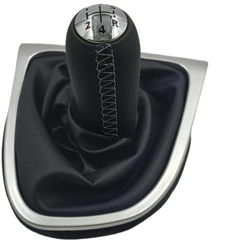 Hguvsjd Schaltknäufe Für Clio 4 IV MK4 13-2016 Getriebegriffe Hebelwechselabdeckung LHD Schaltknauf Boot Shifter Staubschutzhülle Leder Auto Schaltknauf(Silber) von Hguvsjd