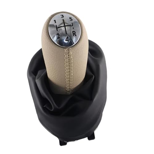 Hguvsjd Schaltknäufe Für Dacia Für Logan 1 I MK1 04-12 Hebelmanschette 5-Gang-Schaltknauf-Kofferraumabdeckung Gamasche Hebelschalthebelgriffstock Leder Auto Schaltknauf(Beige) von Hguvsjd