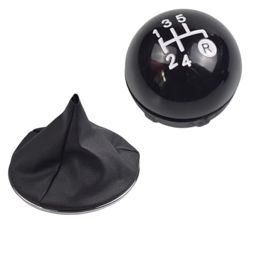 Hguvsjd Schaltknäufe Für Fiat Für 500 Für 500C 2007-2018 5 6 Geschwindigkeit Schaltknauf Sitck Kopf Leder Glanz Schwarz Kappe Ersatz Auto Schaltknauf(5 Speed Bright Black) von Hguvsjd