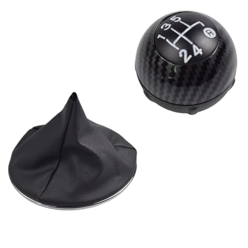 Hguvsjd Schaltknäufe Für Fiat Für 500 Für 500C 2007-2018 5 6 Geschwindigkeit Schaltknauf Sitck Kopf Leder Glanz Schwarz Kappe Ersatz Auto Schaltknauf(5 Speed Carbon 1) von Hguvsjd