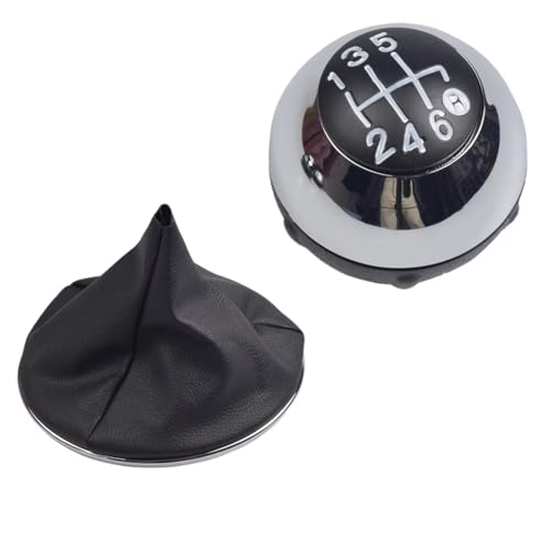 Hguvsjd Schaltknäufe Für Fiat Für 500 Für 500C 2007-2018 5 6 Geschwindigkeit Schaltknauf Sitck Kopf Leder Glanz Schwarz Kappe Ersatz Auto Schaltknauf(6 Speed C-Sliver) von Hguvsjd