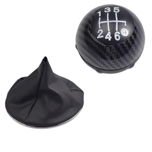 Hguvsjd Schaltknäufe Für Fiat Für 500 Für 500C 2007-2018 5 6 Geschwindigkeit Schaltknauf Sitck Kopf Leder Glanz Schwarz Kappe Ersatz Auto Schaltknauf(6 Speed Carbon 1) von Hguvsjd
