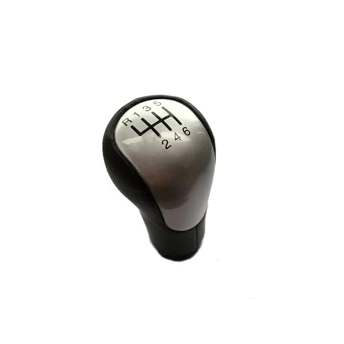 Hguvsjd Schaltknäufe Für Ford Für FIESTA MK6 2002-2008 Für CONNECT Für FUSION MT 5 6-Gang-Schaltknaufgriff Schaltknaufkopf Auto Schaltknauf(6speed silver) von Hguvsjd
