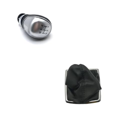 Hguvsjd Schaltknäufe Für Ford Für Focus 2 MK2 FL MK3 MK4 MK7 Für GALAXY Für FIESTA Silber Schwarz Schaltknauf 5 Gang 6 Gang Manuell Auto Schaltknauf(Silver small 5speed) von Hguvsjd
