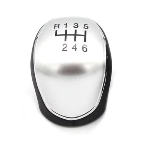 Hguvsjd Schaltknäufe Für Ford Für Mondeo Mk4 Für S-Max Für C-Max Für Focus Mk2 Für Kuga Lederschalthebelarm Headball 5/6-Gang-Schaltknauf Auto Schaltknauf(6 speed silver) von Hguvsjd