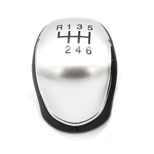 Hguvsjd Schaltknäufe Für Ford Für Mondeo Mk4 Für S-Max Für C-Max Für Focus Mk2 Für Schalthebel 6-Gang-Leder-Auto-Schaltknauf Auto Schaltknauf(6speed-5 pcs silver) von Hguvsjd