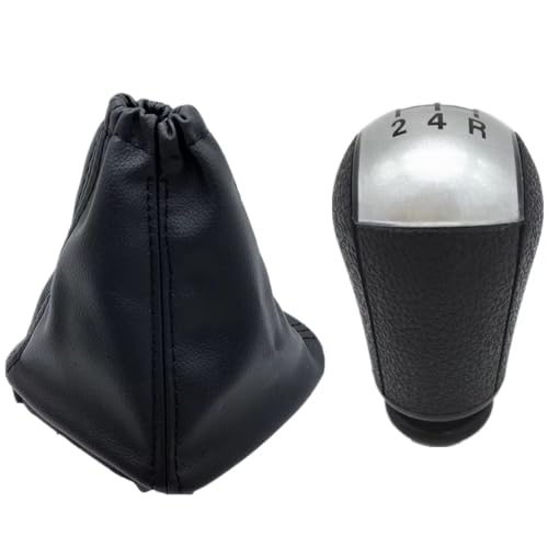 Hguvsjd Schaltknäufe Für Ford Für Transit Van MK7 2006-2013 5 Geschwindigkeit Schaltknauf Shifter Hebel Gamasche Boot Abdeckung Kragen Auto Schaltknauf(Silber) von Hguvsjd