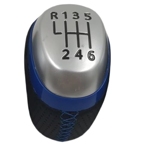 Hguvsjd Schaltknäufe Für Megane 4 MK4 Für Kadjar Für Talisman 2015-2022 Griff Ball Hebel Getriebe Stick Shifter Leder Auto Schaltknauf(6 speed blue line) von Hguvsjd