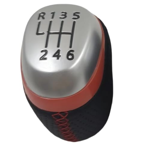 Hguvsjd Schaltknäufe Für Megane 4 MK4 Für Kadjar Für Talisman 2015-2022 Griff Ball Hebel Getriebe Stick Shifter Leder Auto Schaltknauf(6 speed red line) von Hguvsjd