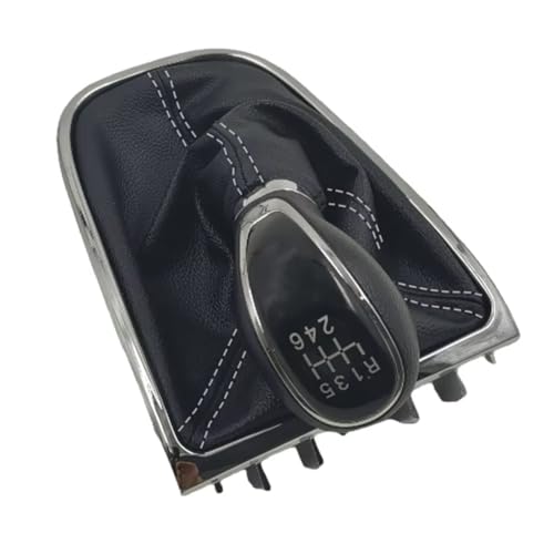 Hguvsjd Schaltknäufe Für Opel Für Astra J Für GTC 2011-2015 Gamaschen-Stick Weiße Linie Schaltknauf Boot Hebel Gaitor Shifter Staubschutzhülle Auto Schaltknauf(6 Speed) von Hguvsjd