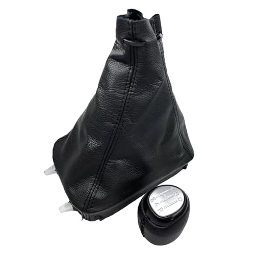Hguvsjd Schaltknäufe Für SAAB 93 9-3 SS 2003-2012 5/6 Geschwindigkeit Schaltknauf Leder Gamasche Boot Abdeckung Fall Hebel Shifter Auto Schaltknauf(5 Speed Silver Combo) von Hguvsjd