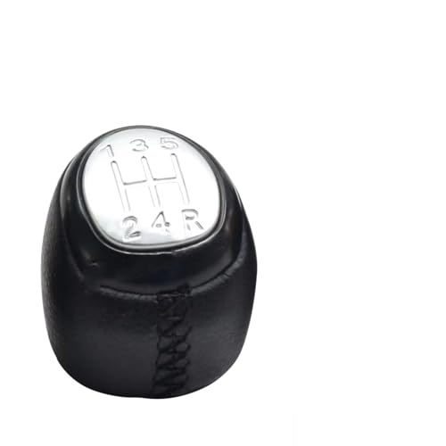 Hguvsjd Schaltknäufe Für SAAB 93 9-3 SS 2003-2012 Schaltknauf Mit Ledermanschette, Kofferraumkragen, 5/6-Gang, 55566207, 55353898, Auto-Styling Auto Schaltknauf(5 Speed Silver) von Hguvsjd