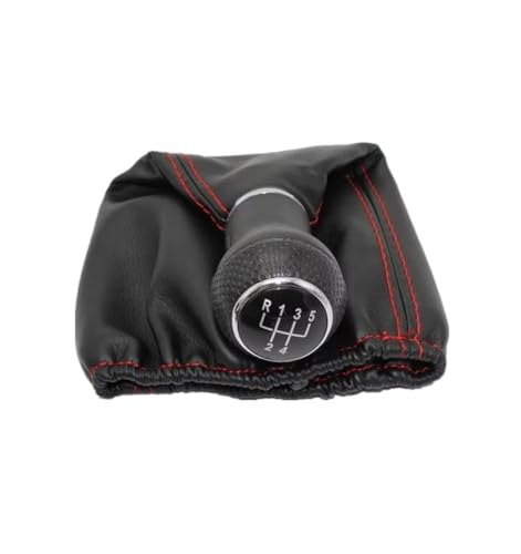 Hguvsjd Schaltknäufe Für Seat Für Cordoba 1997 1998 1999 2000 2001 2002 Auto-Styling 5-Gang-Schalthebel-Schaltknauf Mit PU-Ledermanschette, Rote Linie Auto Schaltknauf(Red wire black ball) von Hguvsjd
