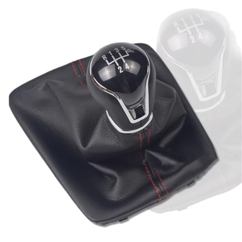Hguvsjd Schaltknäufe Für Seat Für Leon III 3 MK3 2012 2013 2014 2015 2016 2017 5/6-Gang-Schaltgetriebe Leder Auto Schaltknauf Hebel Gaitor Boot Cover Auto Schaltknauf(5 Speed Red Line) von Hguvsjd