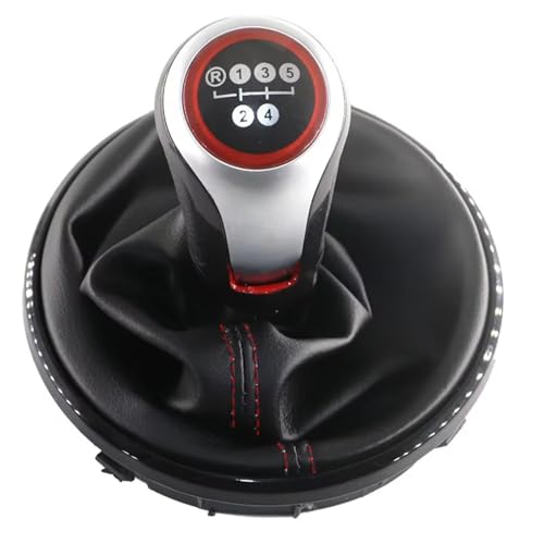 Hguvsjd Schaltknäufe Für Skoda Für Fabia 2 Für Roomster 2007-2014 5-Gang-Schaltknauf Mit Roter Linie, Kofferraumhebel, Schalthebelschutzhülle Auto Schaltknauf(Type 3) von Hguvsjd