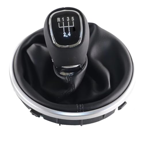 Hguvsjd Schaltknäufe Für Skoda Für Fabia 2 II MK2 Für Combi Für Scout 2007-2014 Silber & Leder Auto Schaltknauf Hebel Gaitor Boot Abdeckung Auto Schaltknauf(Silber) von Hguvsjd