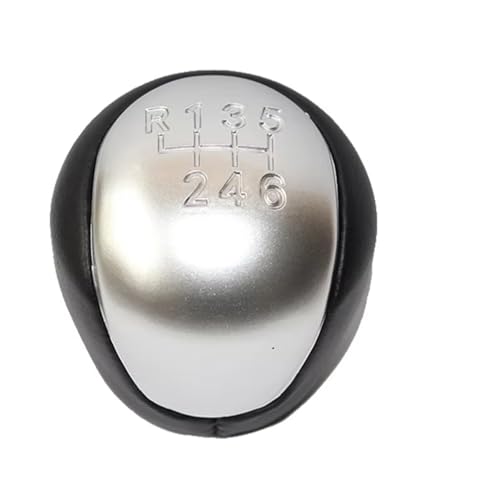 Hguvsjd Schaltknäufe Für Ssangyong Für Actyon Für Korando 6-Gang-Schaltgetriebe Chrom-Leder-Auto-Schalthebel-Schaltknauf-Getriebe-Schaltknauf-Manschette Auto Schaltknauf(Silber) von Hguvsjd