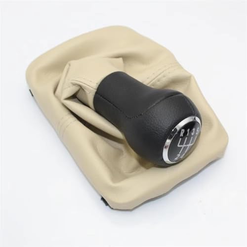 Hguvsjd Schaltknäufe Für VW Für Käfer 1998 1999 2000 2001 2002 2003 2004 2005 2006 2007 2008 2009 2010 5-Gang-Schalthebel Schaltknauf Lederstiefel Auto Schaltknauf(Beige) von Hguvsjd