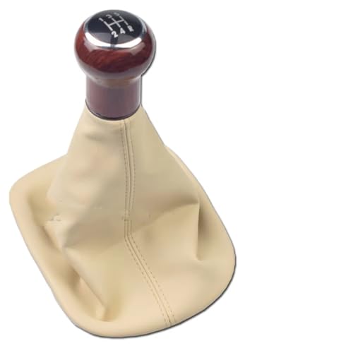 Hguvsjd Schaltknäufe Für VW Für Passat B5 B5.5 1997-2004 2005 Manuelle 5/6 Geschwindigkeit Auto Schaltknauf Gamasche Boot Case Kragen Auto Schaltknauf(5 Speed Beige) von Hguvsjd