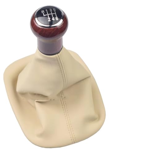 Hguvsjd Schaltknäufe Für VW Für Passat B5 B5.5 1997-2004 2005 Manuelle 5/6 Geschwindigkeit Auto Schaltknauf Gamasche Boot Case Kragen Auto Schaltknauf(6 Speed Beige) von Hguvsjd