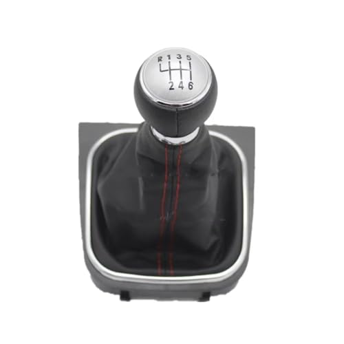 Hguvsjd Schaltknäufe Für VW Für Scirocco 2009 2010 2011 2012 2013 2014 Auto-Styling 6-Gang-Schaltknauf Mit PU-Ledermanschette Auto Schaltknauf(Silver-white lid) von Hguvsjd