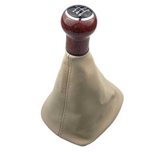 Schaltknäufe Für Für Passat B5 B5.5 1998-2004 5/6 Geschwindigkeit Schaltknauf Leder Gamasche Boot Abdeckung Fall Haut Auto Schaltknauf(6 Speed Beige B) von Hguvsjd