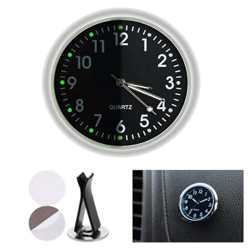 Auto Armaturenbrettuhr Autouhr Selbstklebend Leuchtende Auto Uhr Universelle Taschenuhr Auto Lüftungsschlitz Clip Uhr für Auto Lnnendekoration Geeignet für Jede Auto Dekoration (Schwarz) von HhBdy