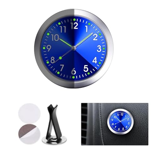 Auto uhr Auto Armaturenbrett Uhr Dashboard Uhr Mini Fahrzeug Armaturenbrett Uhr für Auto Universal kleine leuchtende Auto Lüftungsschlitze，Car Clock Geeignet für jede Autodekoration(Blau) von HhBdy