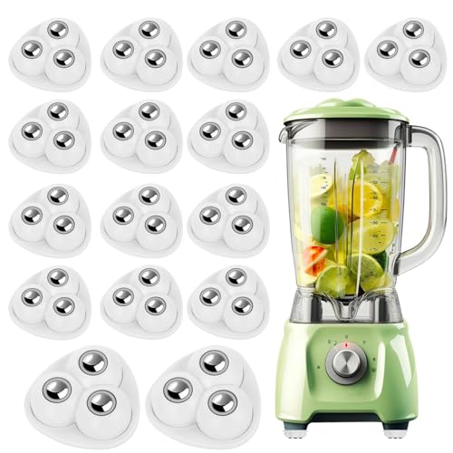 HhBdy Räder für Küchengeräte, 360 Grad drehbare Mini-Rollen, Mini-Gerät, klebrige Riemenscheibe für Heimwerker, Mülleimer, Aufbewahrungsbox mit 3 Kugellagern (16 Stück, weiße Stahlkugeln) von HhBdy