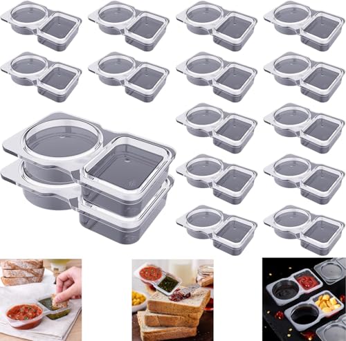 HhBdy Salatdressing Behälter-16 Stück Gewürzbehälter mit 2 Fächern Snacks Auslaufsichere Gewürzbehälter für Mittagessen Picknicks und Reisen HhBdy Salatdressing Behälter-16 Stück Gewürzbehälter mit 2 Fächern Snacks Auslaufsichere Gewürzbehälter für Mittagessen Picknicks und Reisen von HhBdy
