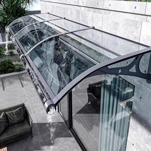 Großes Fenster-Vordach Aus Aluminiumlegierung Für Waschbecken,Transparente Polycarbonat-Abdeckung,Fenster-Regenschutzabdeckung,Markise Für Veranda Im Freien UV-Schutz Vor Regen Schnee(Size:100x110cm/3 von HhYyLr