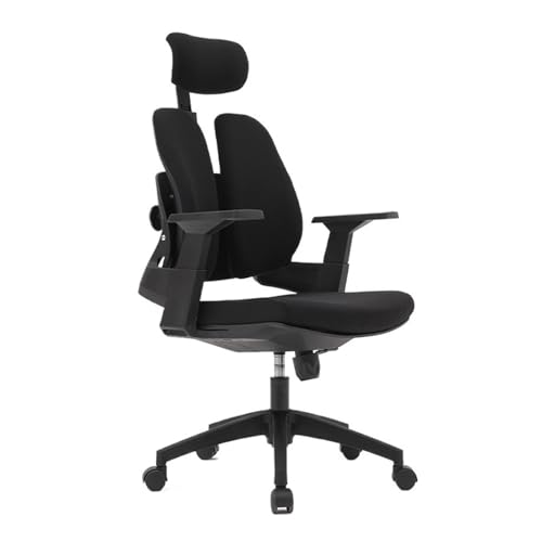 Computer-Gaming-Stuhl Ergonomischer Arbeitsstuhl aus Stoff mit mittelhoher Rückenlehne, Bürostuhl mit hoher Rückenlehne, Schreibtischstuhl mit Rollen, verstellbarer Armlehne, Lendenwirbelstütze, Kopfs von Hhaoran-9868