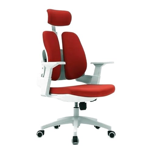 Computer-Gaming-Stuhl Ergonomischer Bürostuhl mit hoher Rückenlehne, Schreibtischstuhl mit Rollen, Chefsessel mit Drehfunktion und verstellbarer Armlehne, Lordosenstütze und Kopfstütze(Red) von Hhaoran-9868