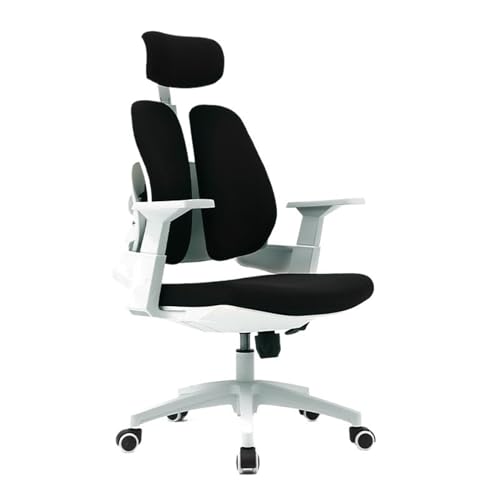 Computer-Gaming-Stuhl Ergonomischer Bürostuhl mit hoher Rückenlehne, Schreibtischstuhl mit Rollen, Chefsessel mit Drehfunktion und verstellbarer Armlehne, Lordosenstütze und Kopfstütze(Schwarz) von Hhaoran-9868