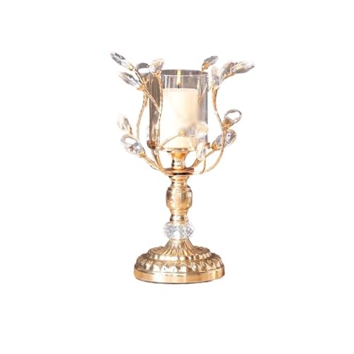 Hhaoran-9868 Kerzenständer Hochwertiges Metall Kristallglas Aromatherapie Kerzenhalter Esstisch Dekoration Ornamente Kerzenhalter für Candlelight Dinner und Tischl(Klein) von Hhaoran-9868