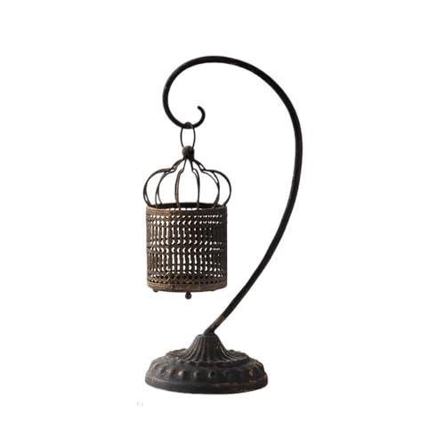 Hhaoran-9868 Kerzenständer Retro Alten Vogelkäfig Schmiedeeisen Leuchter Dekorative Kerze Stehen for Tisch Hochzeit Dinning Party Kerzenhalter für Candlelight Dinner und Tischl(Schwarz) von Hhaoran-9868