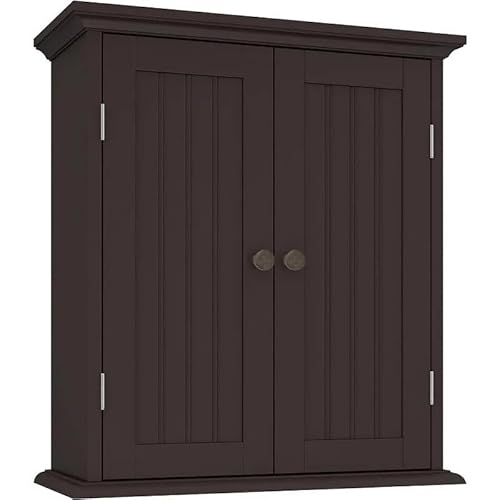 Hhaoran-9868 Medizinschrank mit Spiegel Badezimmer-Wandschrank über der Toilette, platzsparender Aufbewahrungsschrank, Medizinschrank Badezimmerschrank zur Wandmontage(Brow) von Hhaoran-9868