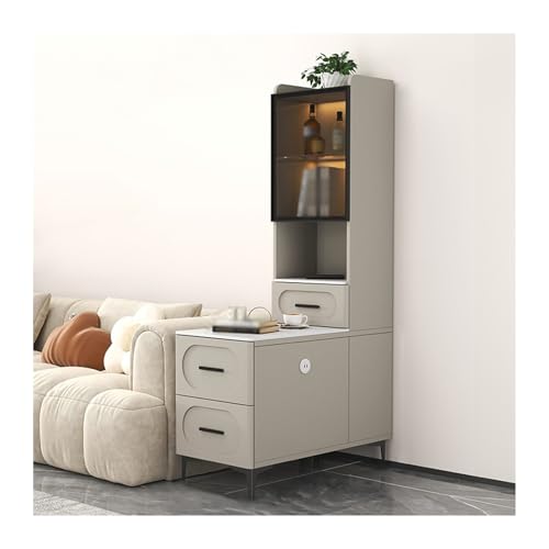 Hhaoran-9868 Sideboard-Buffetschrank Rock Plate Sofa Sideboard Hochschrank Wohnzimmer Ecktisch Schrank Regale Beistelltisch Kleiner Couchtisch Beistelltisch Schrank Buffetschrank(Khaki,65x40x165cm) von Hhaoran-9868