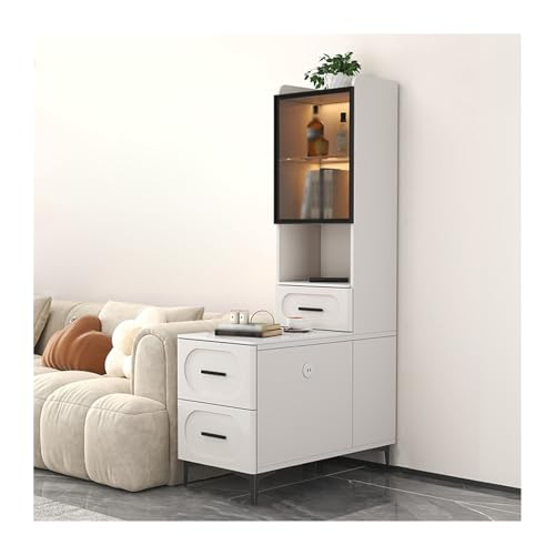 Hhaoran-9868 Sideboard-Buffetschrank Rock Plate Sofa Sideboard Hochschrank Wohnzimmer Ecktisch Schrank Regale Beistelltisch Kleiner Couchtisch Beistelltisch Schrank Buffetschrank(Weiß,90x40x165cm) von Hhaoran-9868