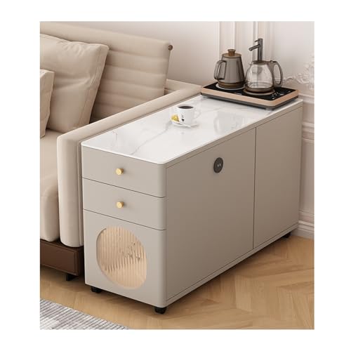 Hhaoran-9868 Sideboard-Buffetschrank Sofa Sideboard Rock Slab Beistelltisch Wohnzimmer Home Teetisch Abnehmbarer Couchtisch Schrank Buffetschrank(Khaki,90x40x60cm) von Hhaoran-9868