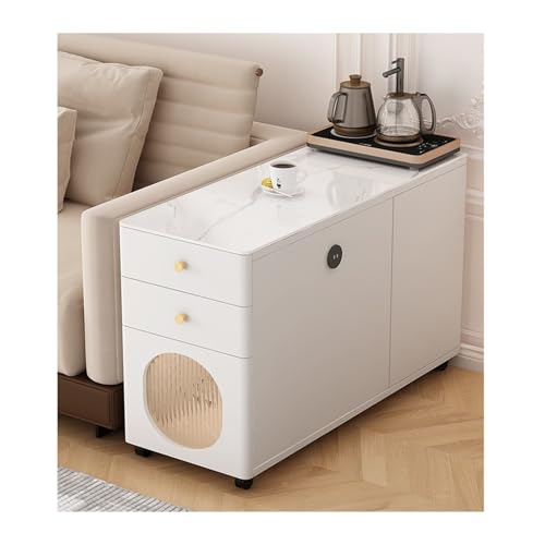 Hhaoran-9868 Sideboard-Buffetschrank Sofa Sideboard Rock Slab Beistelltisch Wohnzimmer Home Teetisch Abnehmbarer Couchtisch Schrank Buffetschrank(Weiß,90x40x60cm) von Hhaoran-9868