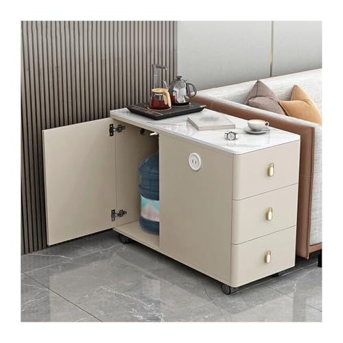 Hhaoran-9868 Sideboard-Buffetschrank Sofa Sideboard Seitenschrank Licht Luxus Schiefer Ecktisch Wohnzimmer Einfacher Beistelltisch Couchtisch Schrank Buffetschrank(Khaki,80x50x60cm) von Hhaoran-9868