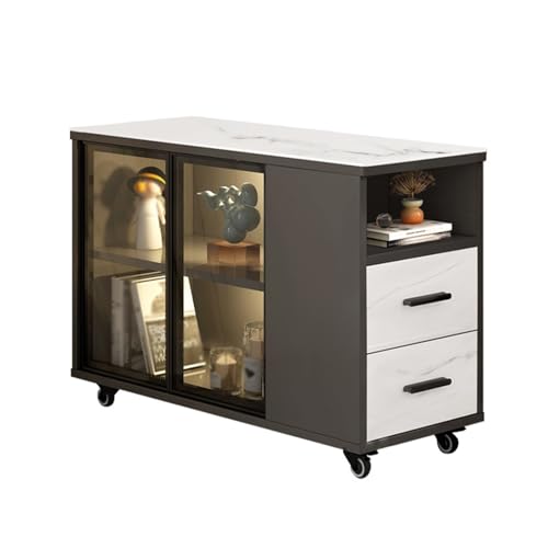 Hhaoran-9868 Sideboard-Buffetschrank Wohnzimmer Sofa Sideboard Seitenschrank Licht Luxus Glas Ecktisch Beistelltisch Einfacher Moderner Langer Schrank Mobiler Teetisch Buffetschrank(800x350x600mm) von Hhaoran-9868