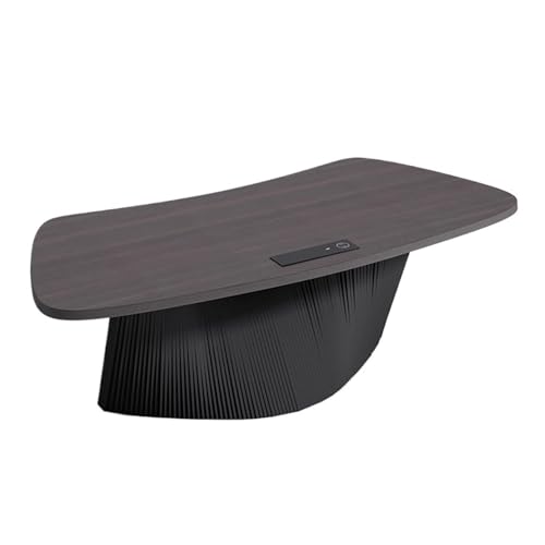 Hhaoran-9868 Studiertisch Schreibtisch Chefschreibtisch im minimalistischen Stil mit Ladesteckdosen, moderner ästhetischer Büroschreibtisch Wellenmusterbasis Gaming-PC-Arbeitstisch(S) von Hhaoran-9868