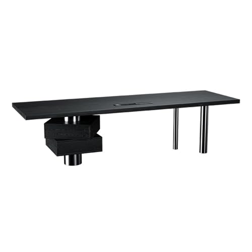 Hhaoran-9868 Studiertisch Schreibtisch Moderner Büro-Chefschreibtisch mit Schubladen, geräumiger mattschwarzer Schreibtisch, PC-Arbeitsplatz Ladesteckdosen Gaming-PC-Arbeitstisch(M) von Hhaoran-9868