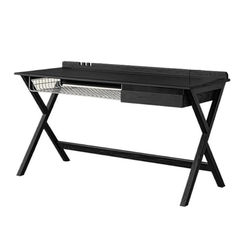 Hhaoran-9868 Studiertisch Schreibtisch Moderner Schreibtisch mit Stauraum, Laptoptisch aus mattschwarzem Eschenholz Schublade for den Arbeitsplatz oder das Arbeitszimmer Gaming-PC-Arbeitstisch(S) von Hhaoran-9868