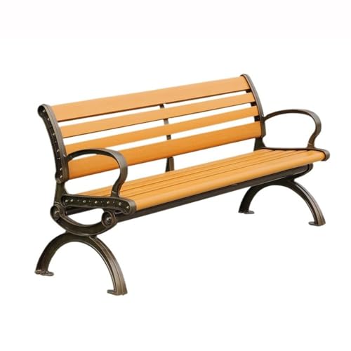 Hhaoran-9868 Terrassen-Gartenbank Kunststoffholz mit Rückenlehne Außenbank Mehrere Personen Freizeitpark Außenaluminiumbank Schmiedeeiserne Außenbank von Hhaoran-9868