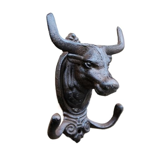 Hhaoran-9868 Wandmontierte Kleiderhaken Ländlicher Gusseisenhaken, Eisenkunstgarten-Gartenwanddekoration, Mantel- und Huthaken, Kuhkopf-Doppelhaken Haken Hhaoran-9868 Wandmontierte Kleiderhaken Ländlicher Gusseisenhaken, Eisenkunstgarten-Gartenwanddekoration, Mantel- und Huthaken, Kuhkopf-Doppelhaken Haken von Hhaoran-9868